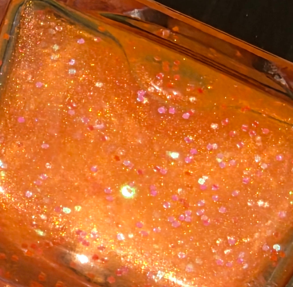 Mandarin Mirage Nail Polish – Sheer Orange Jelly with Iridescent Shimmer & Sunset Glitter | Liquid Krystal Co. Prototype