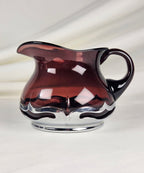 Vintage Farber Bros Krome-Kraft Amethyst Glass Creamer Sugar Bowl & Chrome Tray
