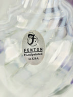 Fenton Hand Blown Hand Painted Lavender Floral Art Glass Pitcher Vase USA Signed Vintage