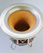 Traditional Yerba Mate Gourd Cup with Metal Stand – Rustic Mate Tea Vessel