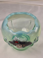Fenton Green Opalescent Coca-Cola Gibson Girl Hand-Painted Rose Bowl