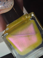 Pollinias Paradox - Yellow Crelly Nail Polish with Violet Pink Shimmer | Liquid Krystal Co. Handmade Indie Lacquer
