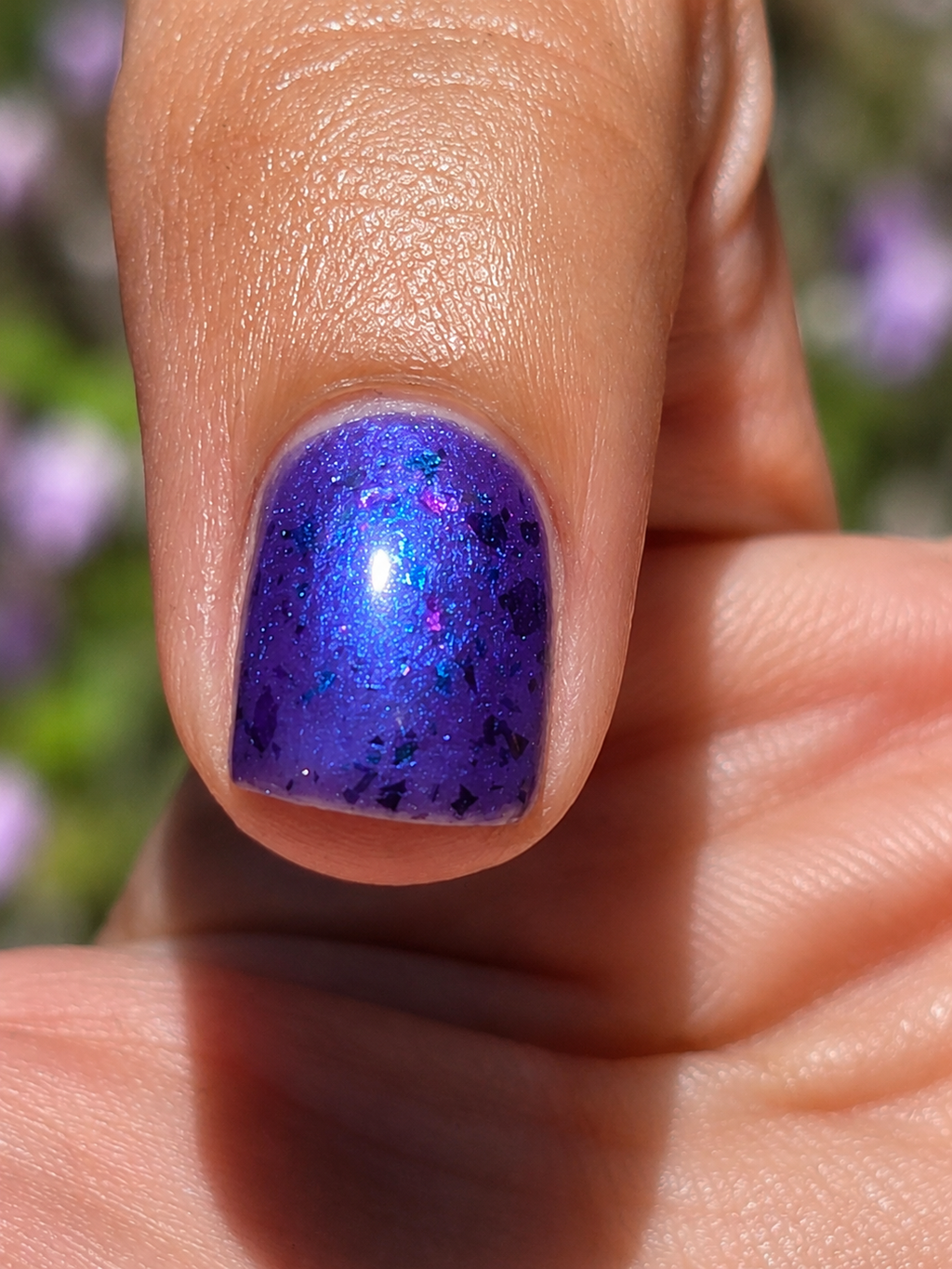 Quantum Bloom — Violet Blue Nail Lacquer with Aurora Flakes & Celestial Shimmer | Liquid Krystal Co Handmade Indie Nail Polish
