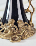 Vintage Castilian 5048 Art Nouveau Revival Aubergine Porcelain Bronze Mermaid Ewer