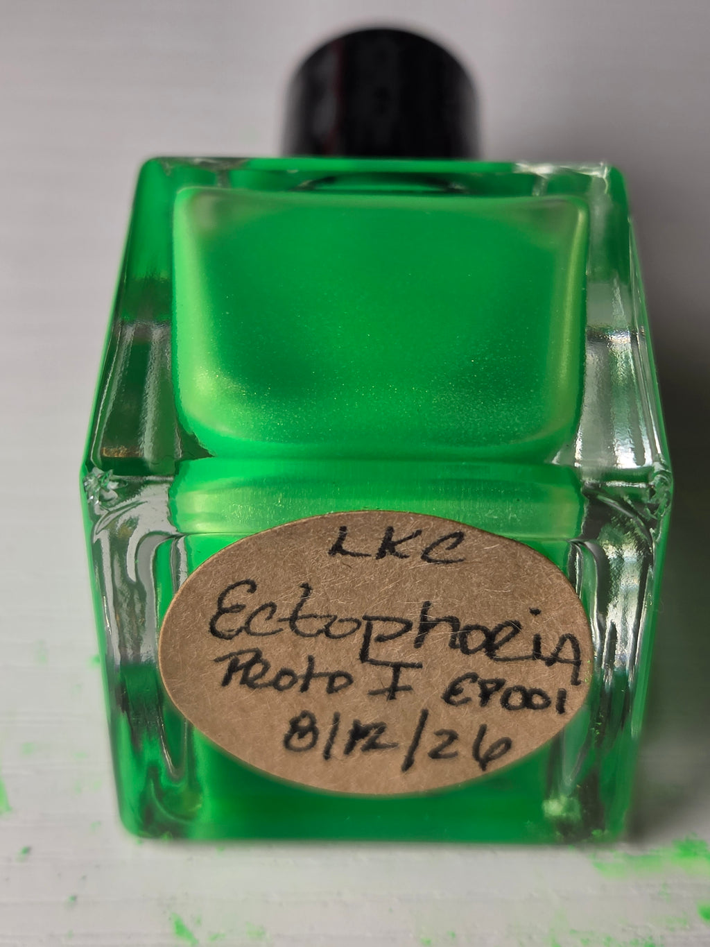 Ectophoria- Neon Radioactive Green Gold Shimmer Glow In The Dark Blacklight Reactive Indie Lacquer Handmade Indie Nail Polish