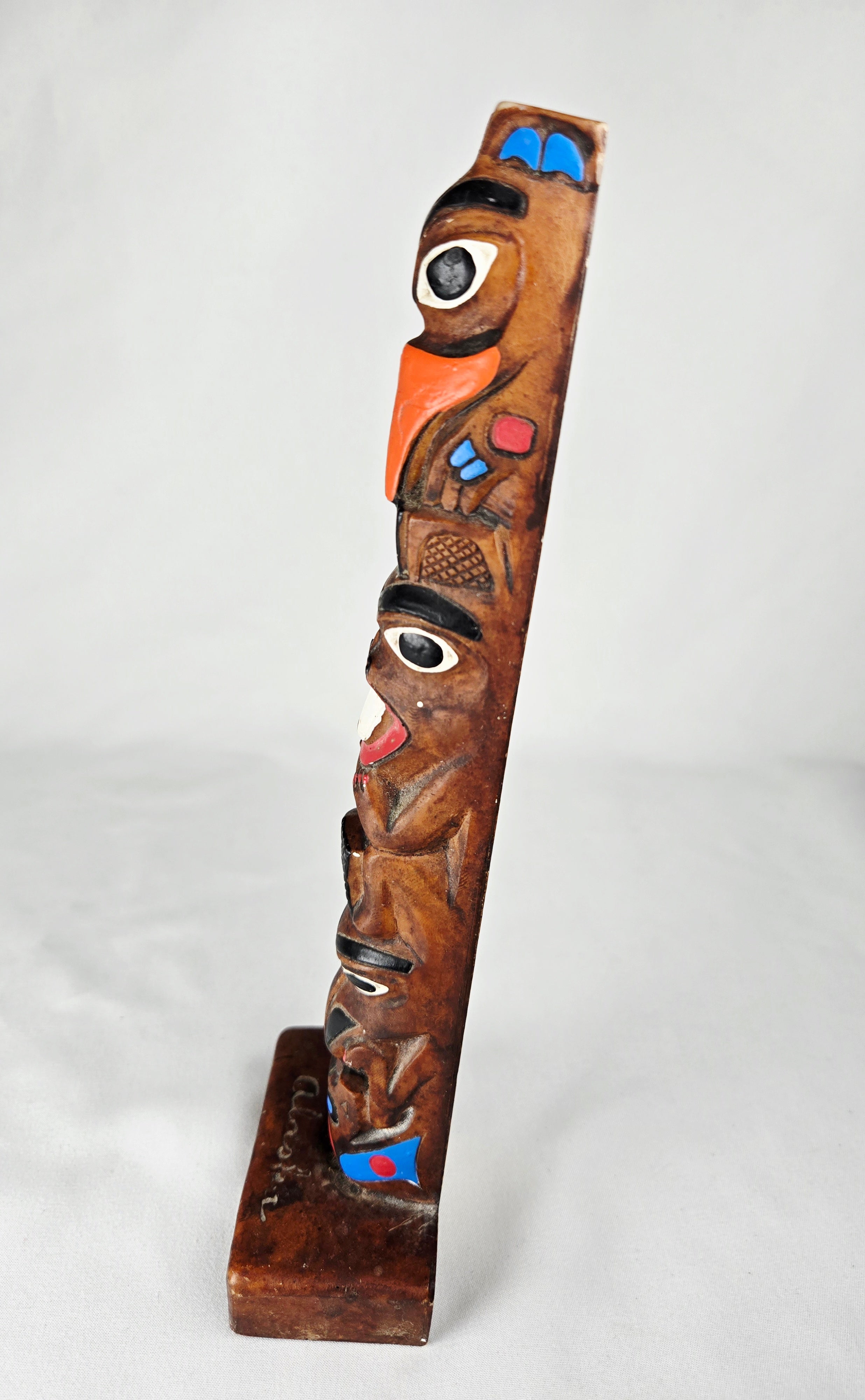 Alaskan Hand-Carved Wooden Totem Sculpture – Authentic Alaska Craft | 9" | Tribal Art