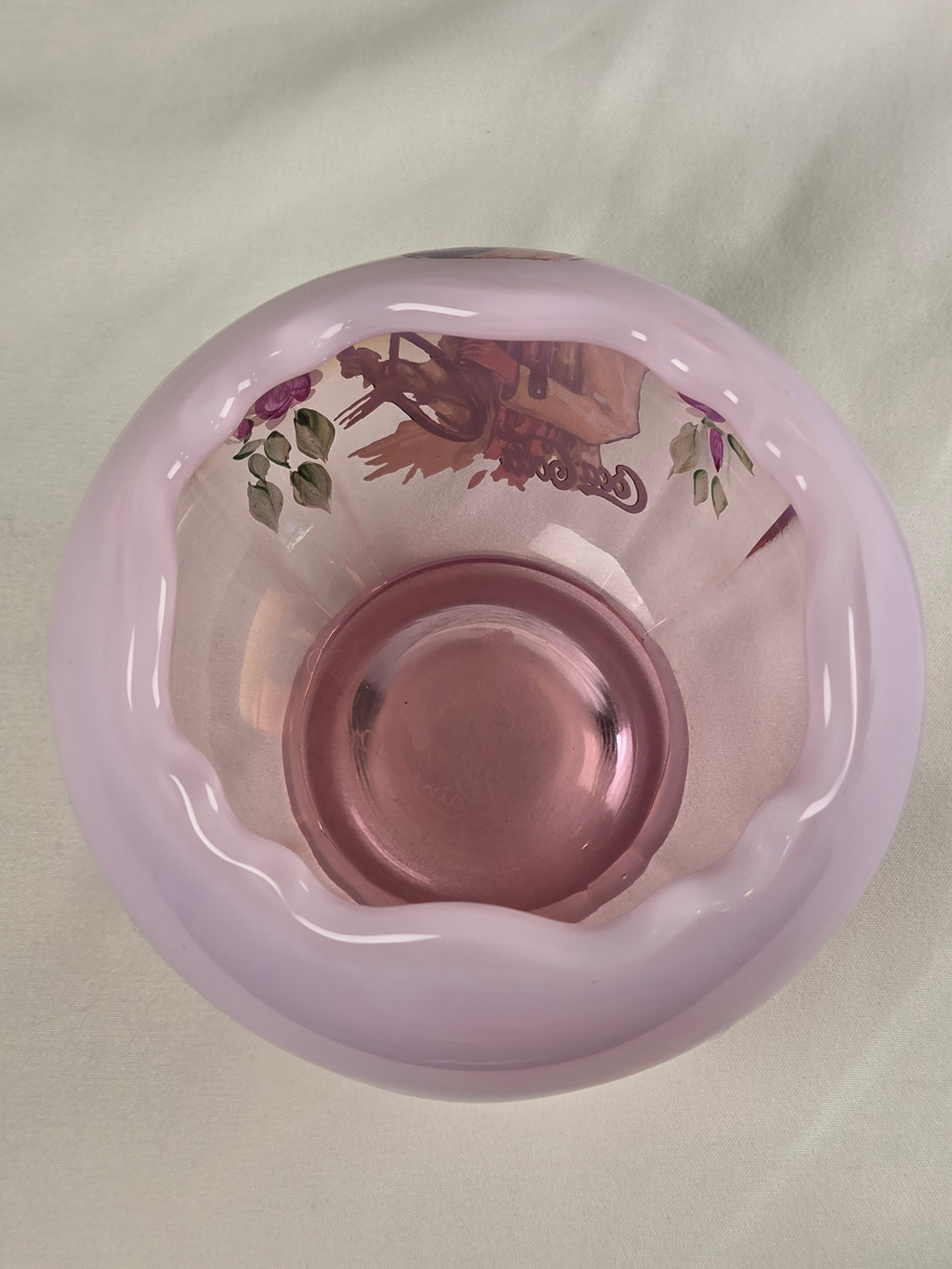 Vintage Fenton Coca-Cola Girl Pink Opalescent Glass Rose Bowl – Signed J. Peyton