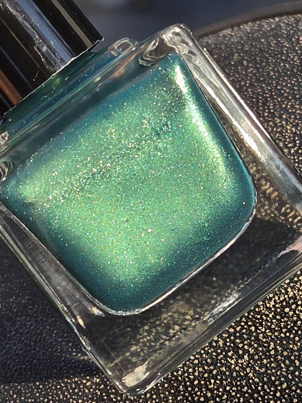 Feu Follet Green Nail Polish with Luminous Chartreuse & Gold Shimmer | Liquid Krystal Co