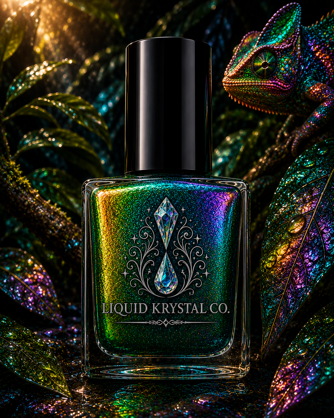 Reptilline |  NOT FOR SALE  - Emerald Jade Multichrome Nail Lacquer | Sapphire, Violet & Ember Shifts | Liquid Krystal Co. -  Prototype - 2027 Drop