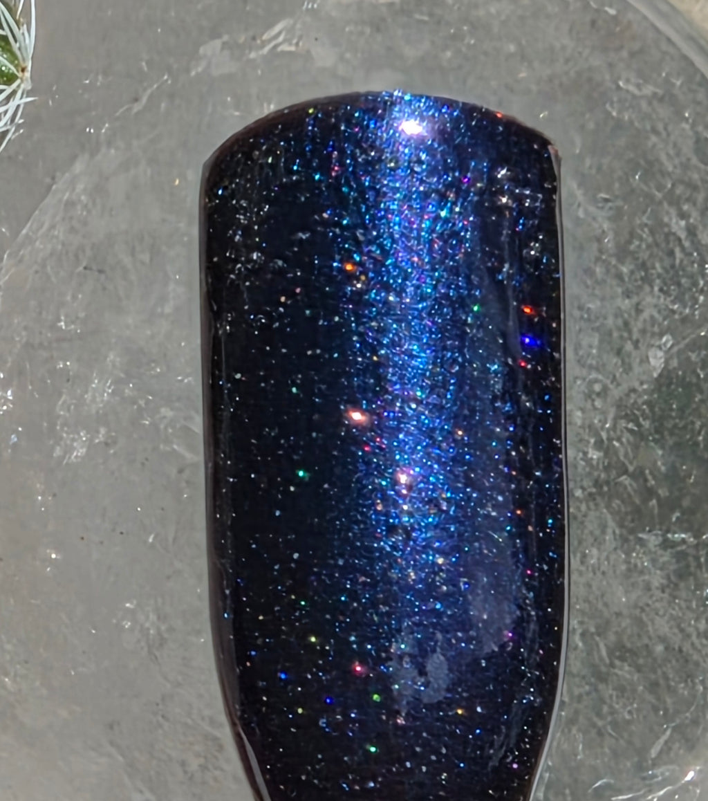 Liquid Krystal Co. Galactic Abyss – One-of-a-Kind Prototype GA001 | Inky Purple Nail Lacquer with Electric Blue Sheen Holo Shimmer | Handmade Collectible Prototype | 15 mL
