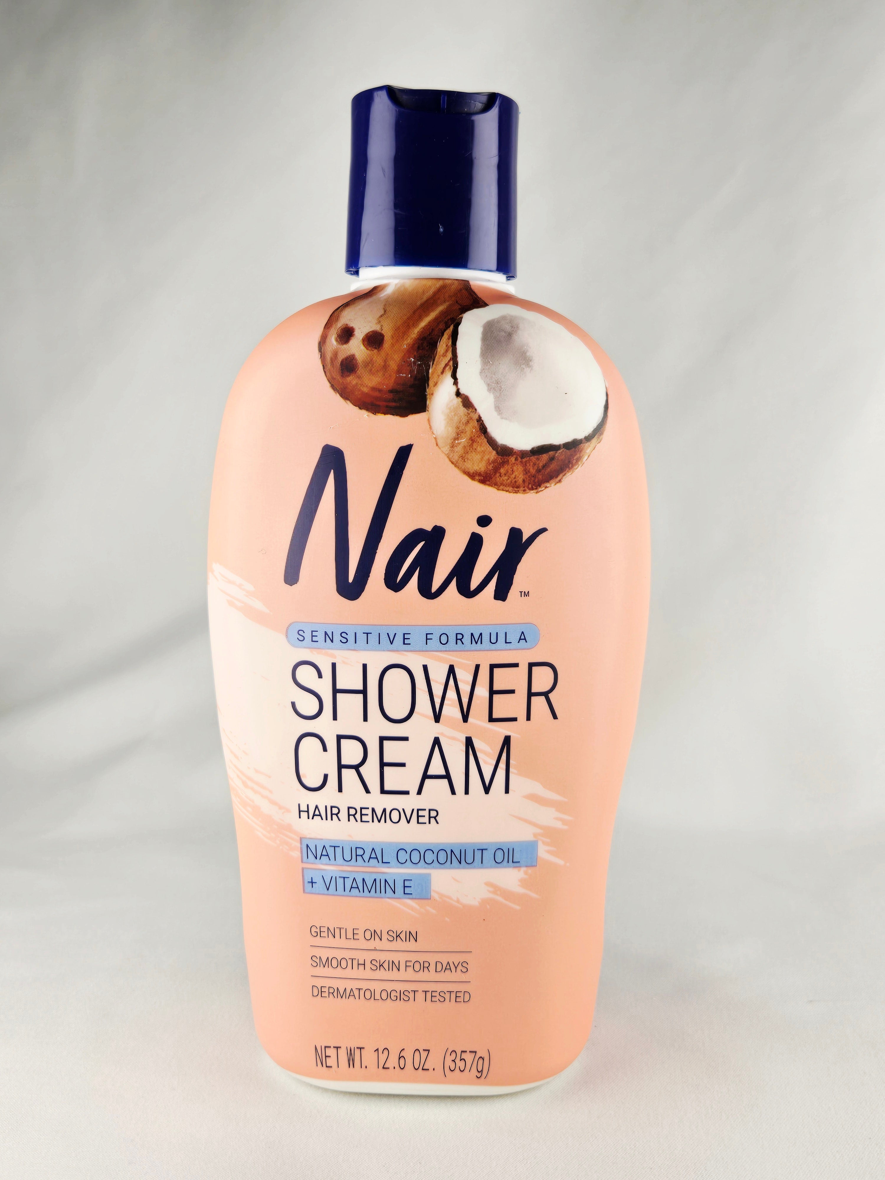 Nair Sensitive Formula Shower Cream Hair Remover with Coconut Oil & Vitamin E 12.6 oz