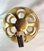 Handcrafted Gold Metal Openwork Orb Sculpture 8" Decorative Sphere India