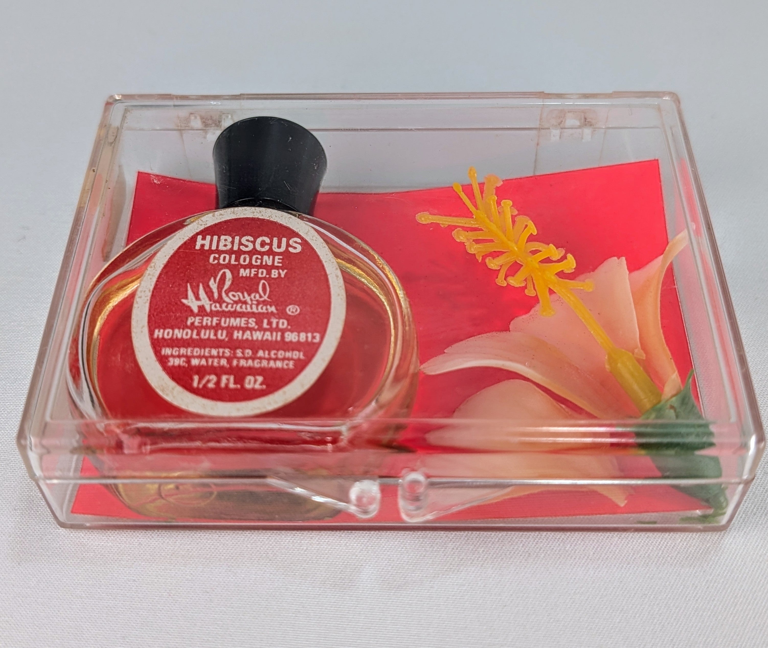 Royal Hawaiian Hibiscus Cologne 1/2 oz Vintage Hawaiian Perfume Bottle Rare Scent