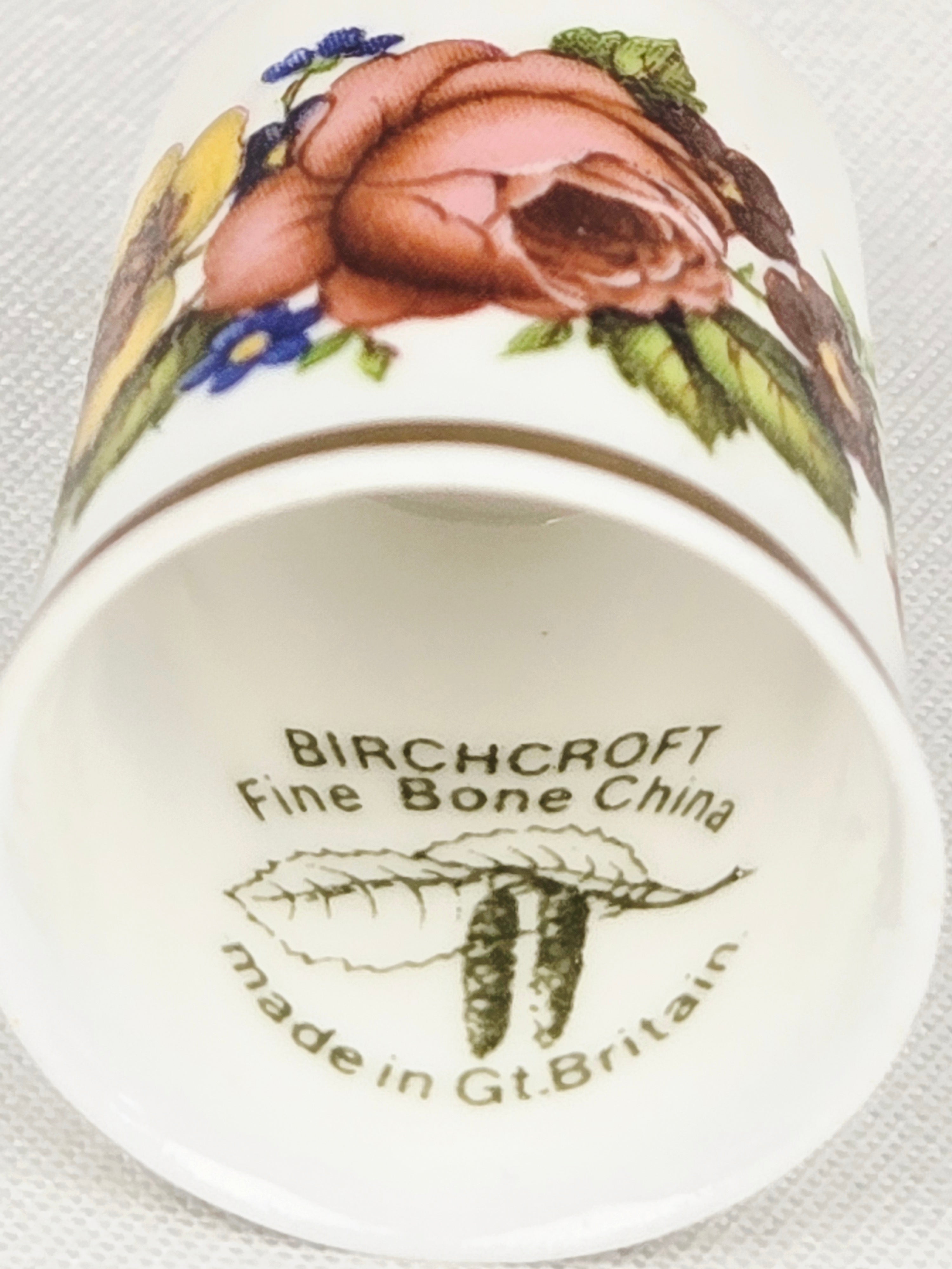 Birchcroft Fine Bone China Floral Thimble w/ Hinged Locket Lid | Made in Great Britain