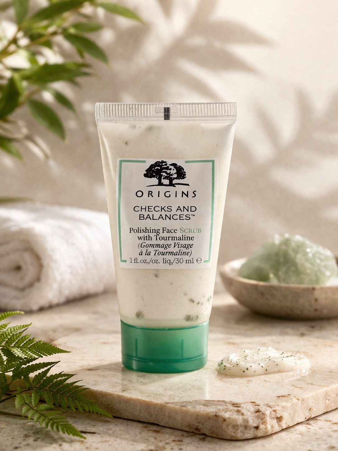 Origins Checks and Balances™ Polishing Face Scrub with Tourmaline 1 oz — Gentle Exfoliating Cleanser for Smooth, Balanced Skin