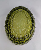 Vintage Olive Green Frostia Style Pressed Glass Trinket Dish Catchall Bowl Ashtray