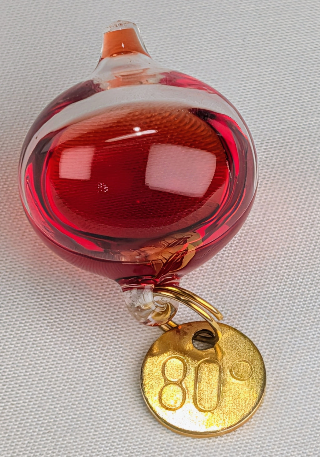Vintage Amber Orange Galileo Thermometer Float Handblown Glass 80 Degree Orb