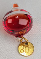 Vintage Amber Orange Galileo Thermometer Float Handblown Glass 80 Degree Orb