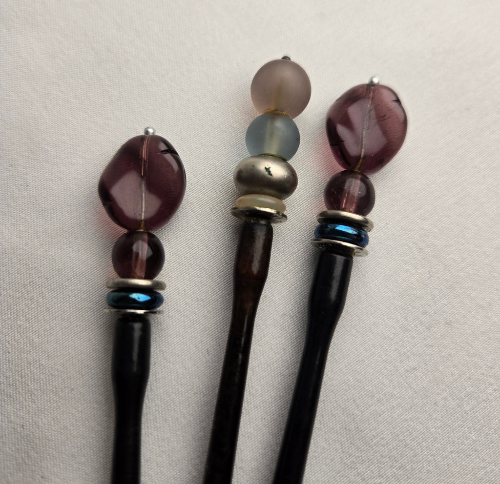 MEI FA Hairstyx - Vintage-Inspired Beaded Hair Sticks Set (3-Piece with Pouch)