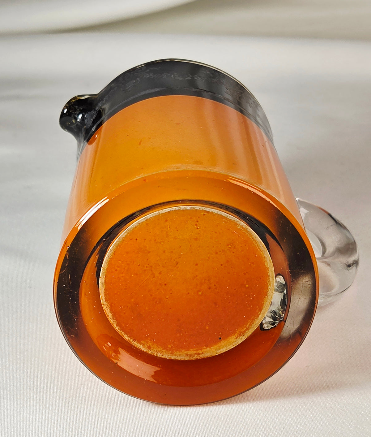 Vintage Orange Black Glass Creamer & Sugar Bowl Set Silver-Tone Floral Overlay