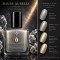 SILVER AURELIA | Silver Nail Lacquer with Golden Sheen | Liquid Krystal Co.