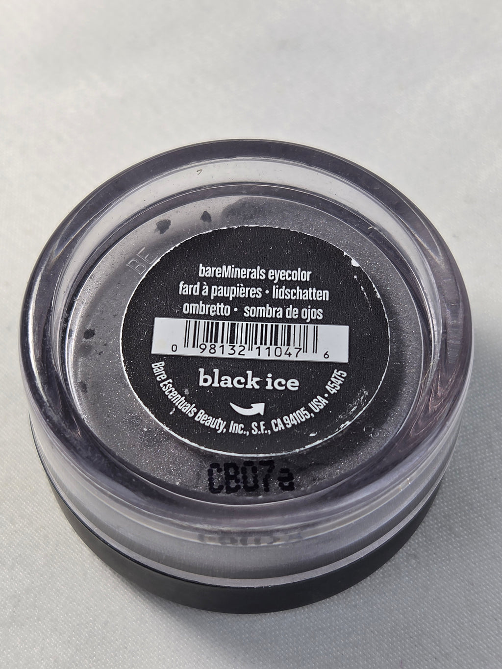 BareMinerals Eyecolor Loose Powder Eyeshadow - Vanity Collectible - “Black Ice” – Cool Tone Satin Grey Pigment (0.02 oz)