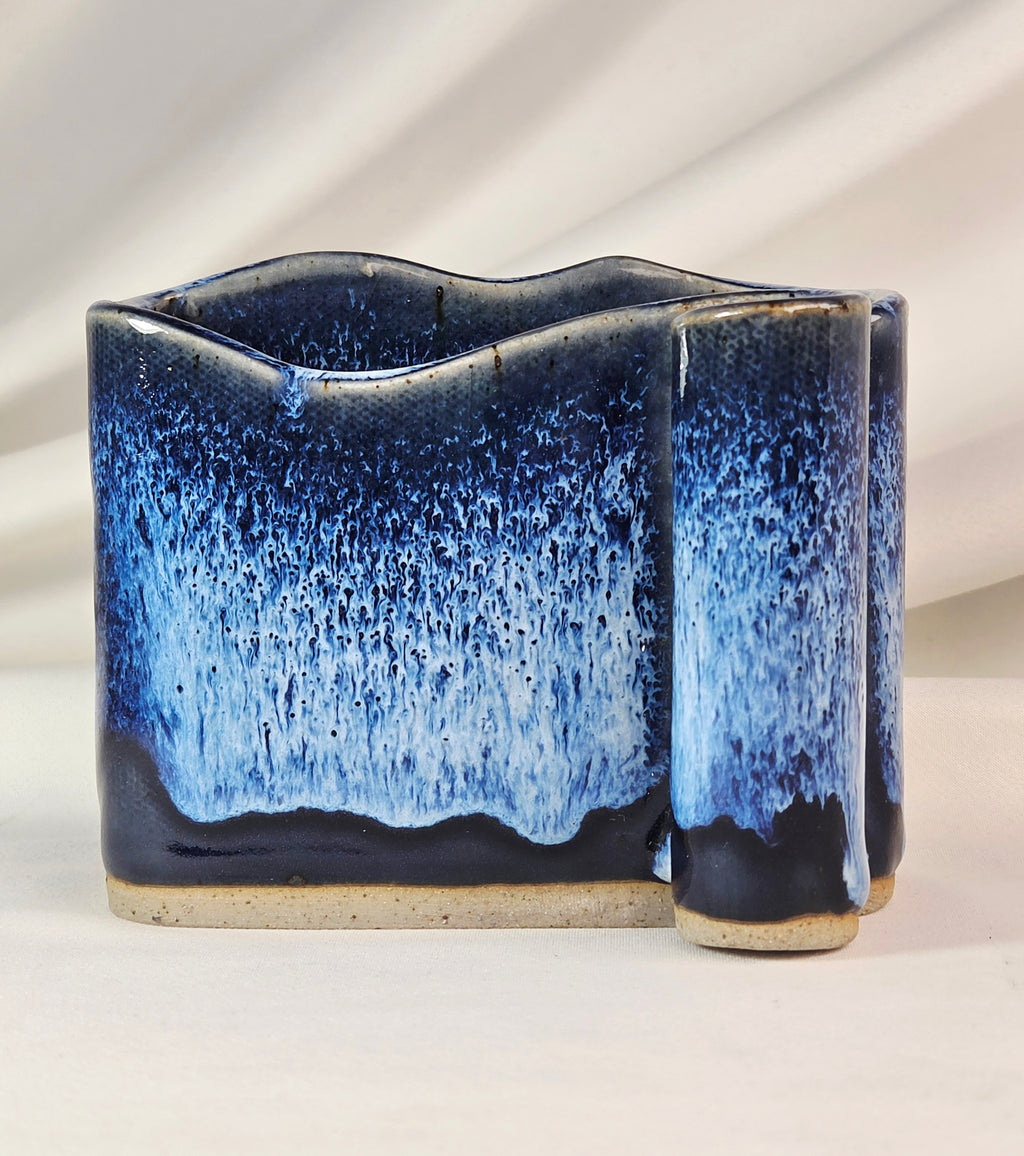 Bay Pottery Blue Drip Glaze Stoneware Desk Organizer & Pen Holder – Virginia Pottery