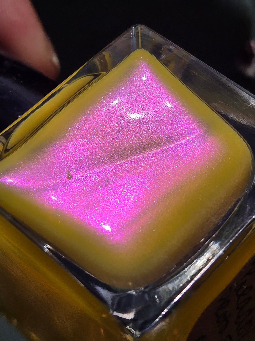 Pollinias Paradox - Yellow Crelly Nail Polish with Violet Pink Shimmer | Liquid Krystal Co. Handmade Indie Lacquer