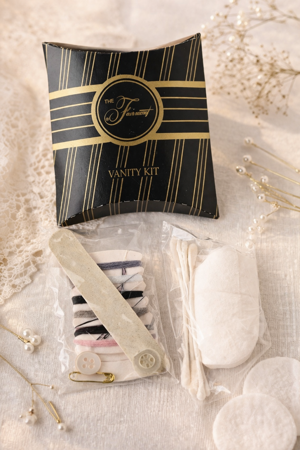 The Fairmont Vanity Kit Travel Sewing & Grooming Set Vintage Hotel Amenity Kit