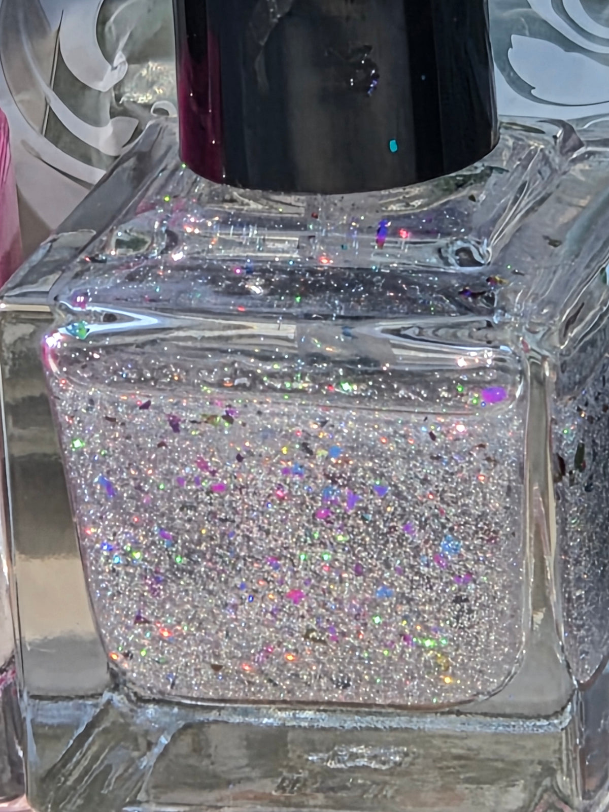 Aetherdust – Silver Holographic Nail Polish with Multichrome Chameleon Flakes | Sheer Buildable Indie Lacquer - Liquid Krystal Co