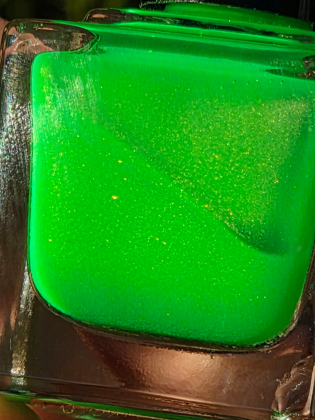 Ectophoria- Neon Radioactive Green Gold Shimmer Glow In The Dark Blacklight Reactive Indie Lacquer Handmade Indie Nail Polish