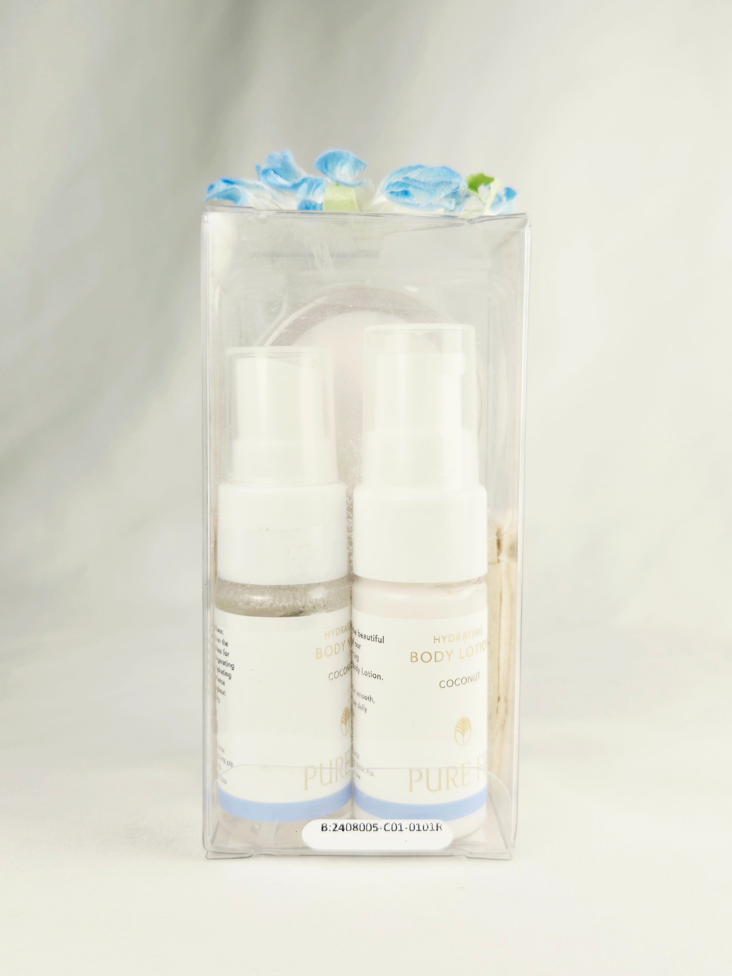 Pure Fiji Coconut Nourishing Body Butter Gift Set – Tropical Spa Box with Decorative Floral Soap
