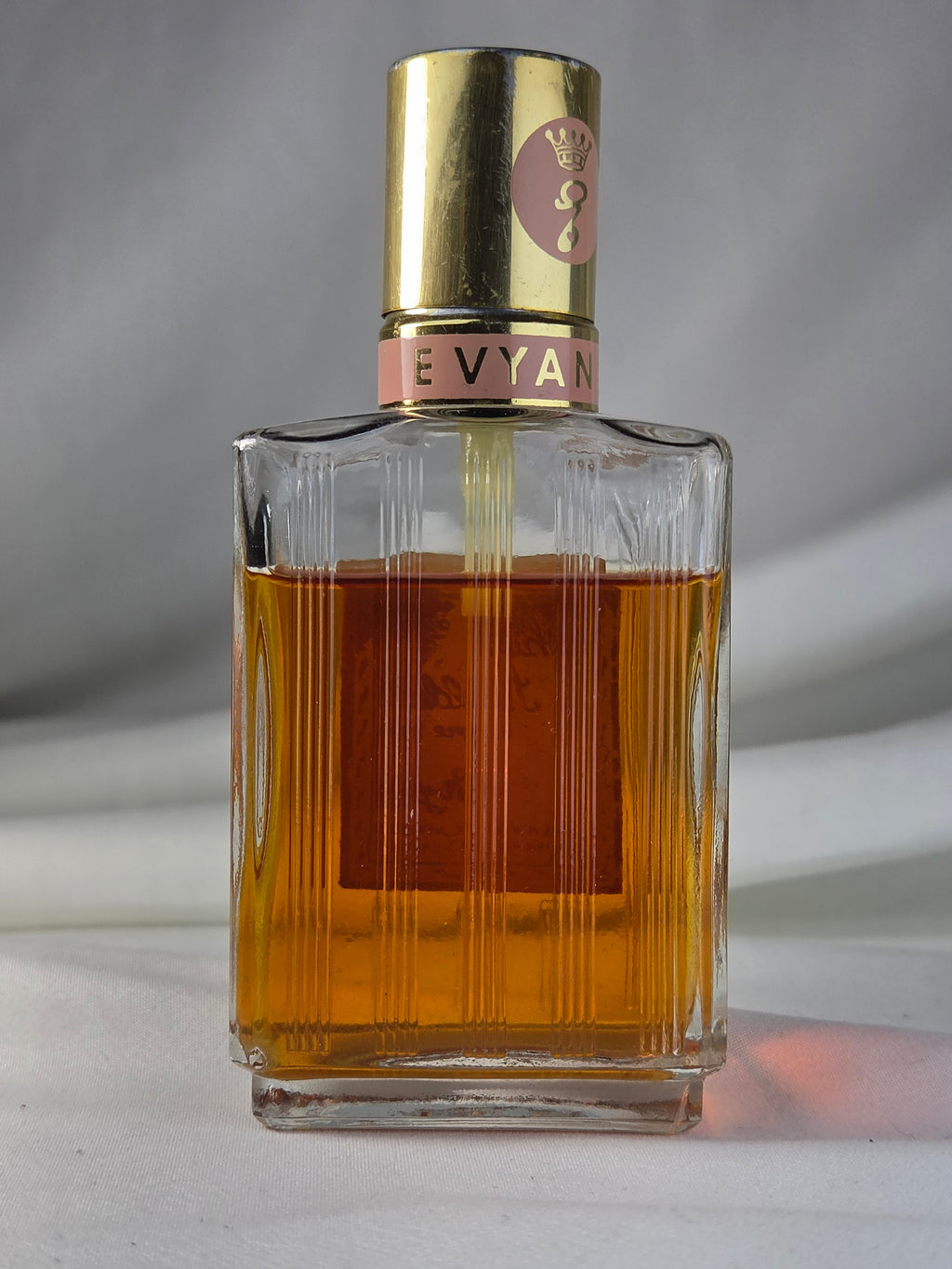 Vintage Evyan White Shoulders Cologne 2.5 oz Gold Plaque Bottle