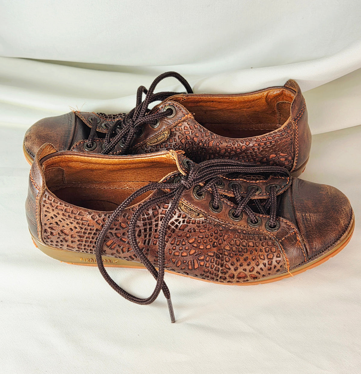 Pikolinos Brown Leather Laser Cut Lace Up Shoes EU 36 Artisan Comfort Oxfords