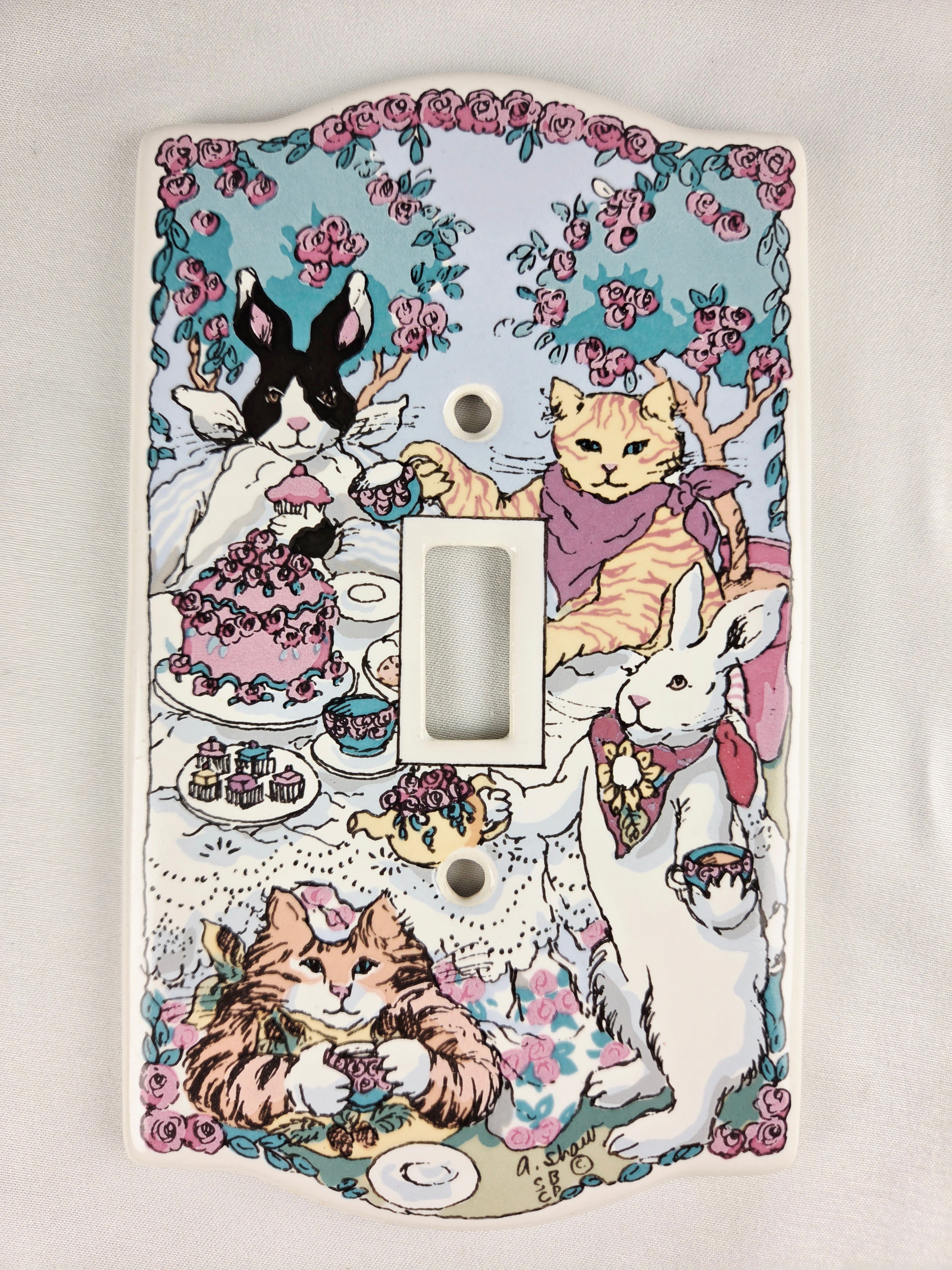 Vintage A. Shaw Cat Rabbit Light Switch & Outlet Cover Plates Set Cottagecore