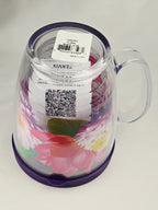 Tervis Double Wall Floral Travel Mug With Purple Lid & Handle – Insulated Coffee Cup