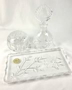Princess House 24% Lead Crystal Vanity Set – West Germany Perfume Bottle, Trinket Box & Tray
