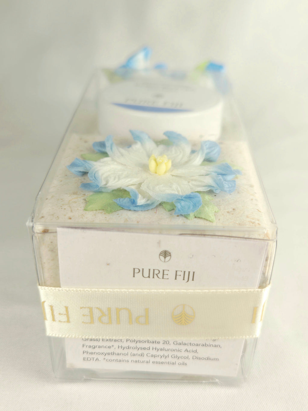 Pure Fiji Coconut Nourishing Body Butter Gift Set – Tropical Spa Box with Decorative Floral Soap