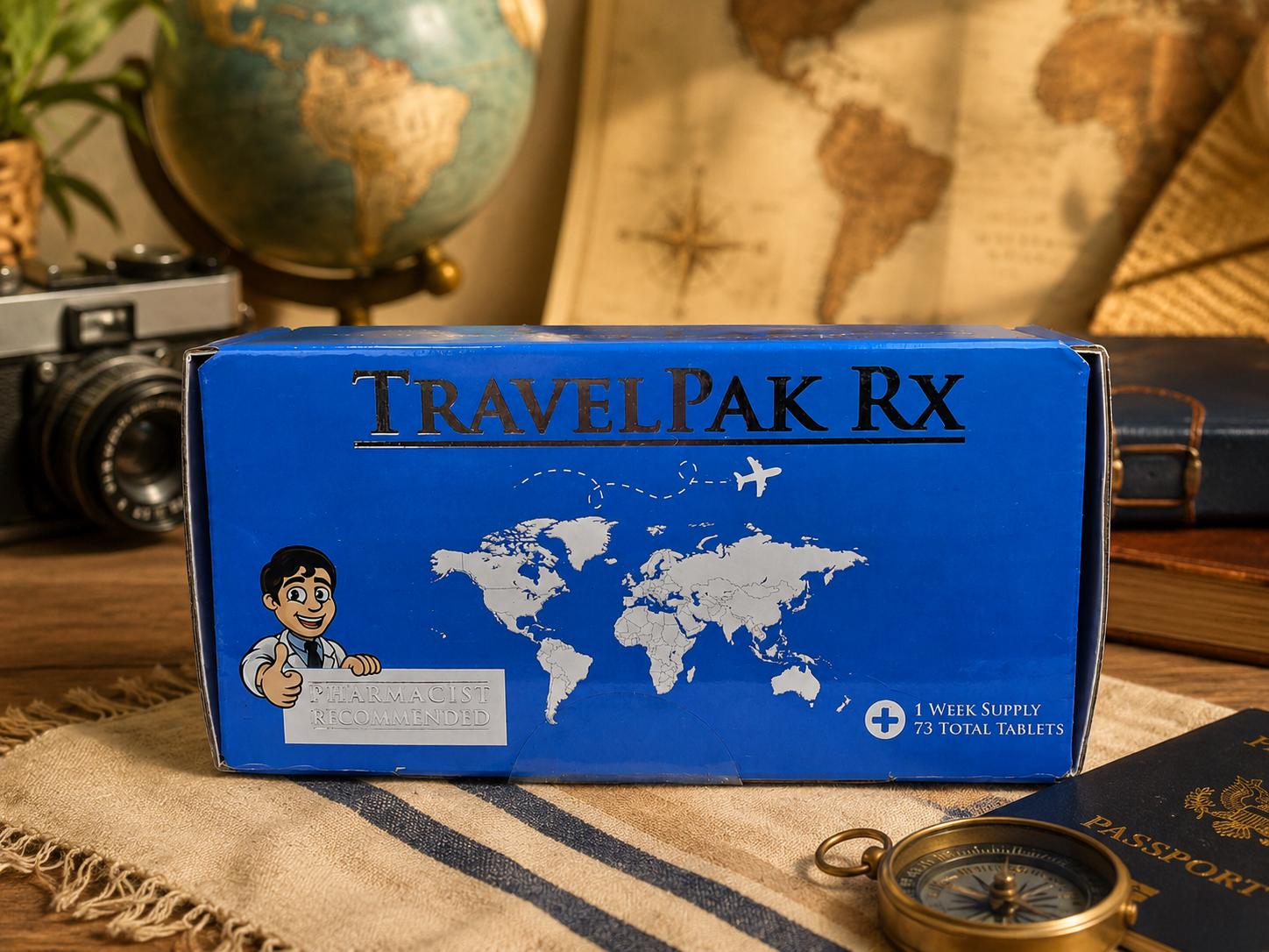 TravelPak RX Travel Medicine Kit | 73 Tablets | Pharmacist Recommended Travel Essentials Kit