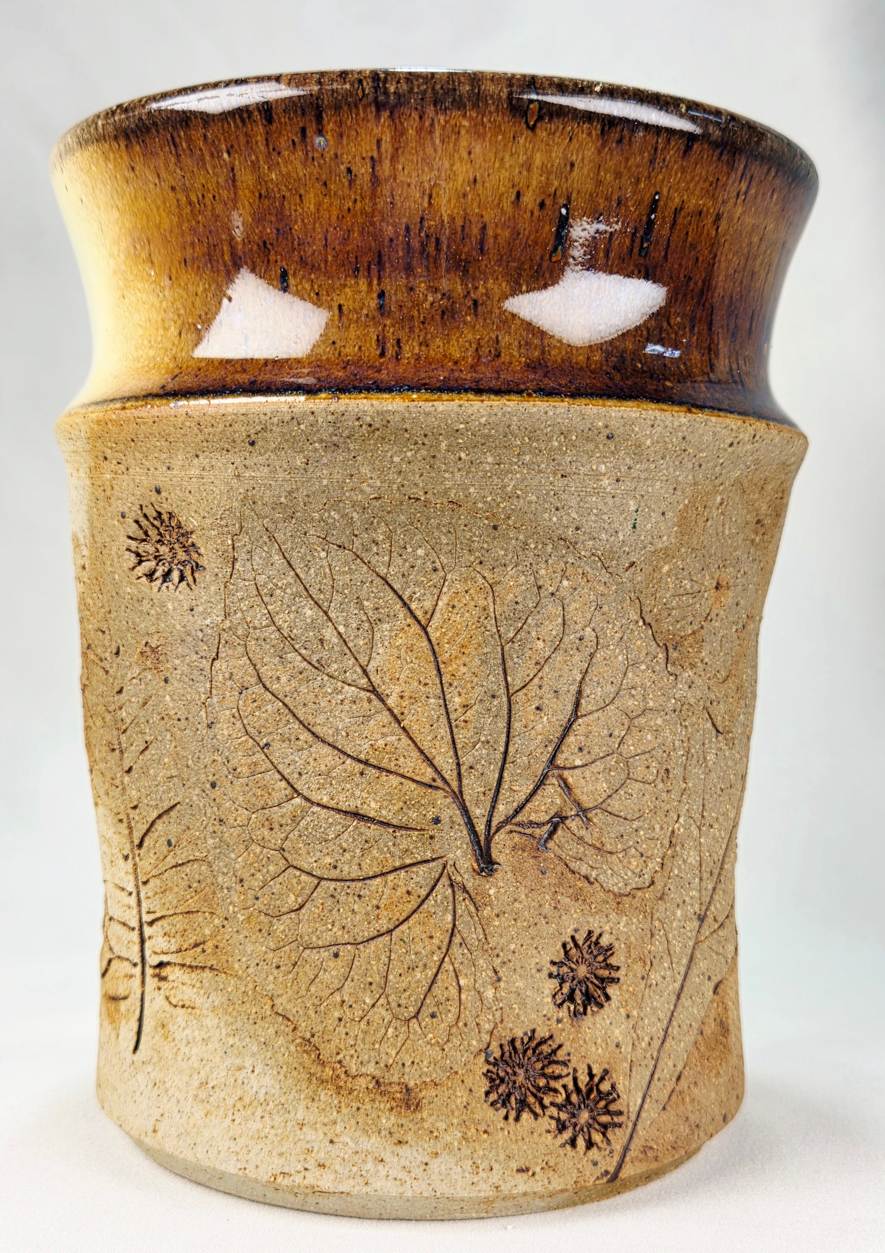 Handcrafted Studio Pottery Botanical Vase | Signed Artisan Stoneware Vase | 6" Rustic Floral Ceramic Home Decor