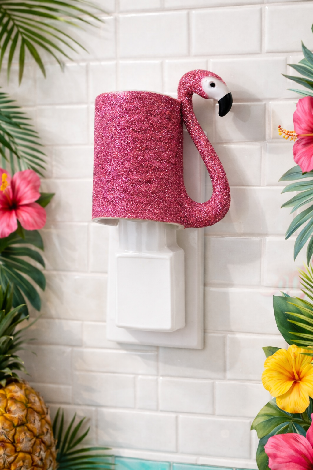 Bath & Body Works Pink Glitter Flamingo Wallflower Plug-In Fragrance Diffuser gliiter shimmer pink tropical scent diffuser