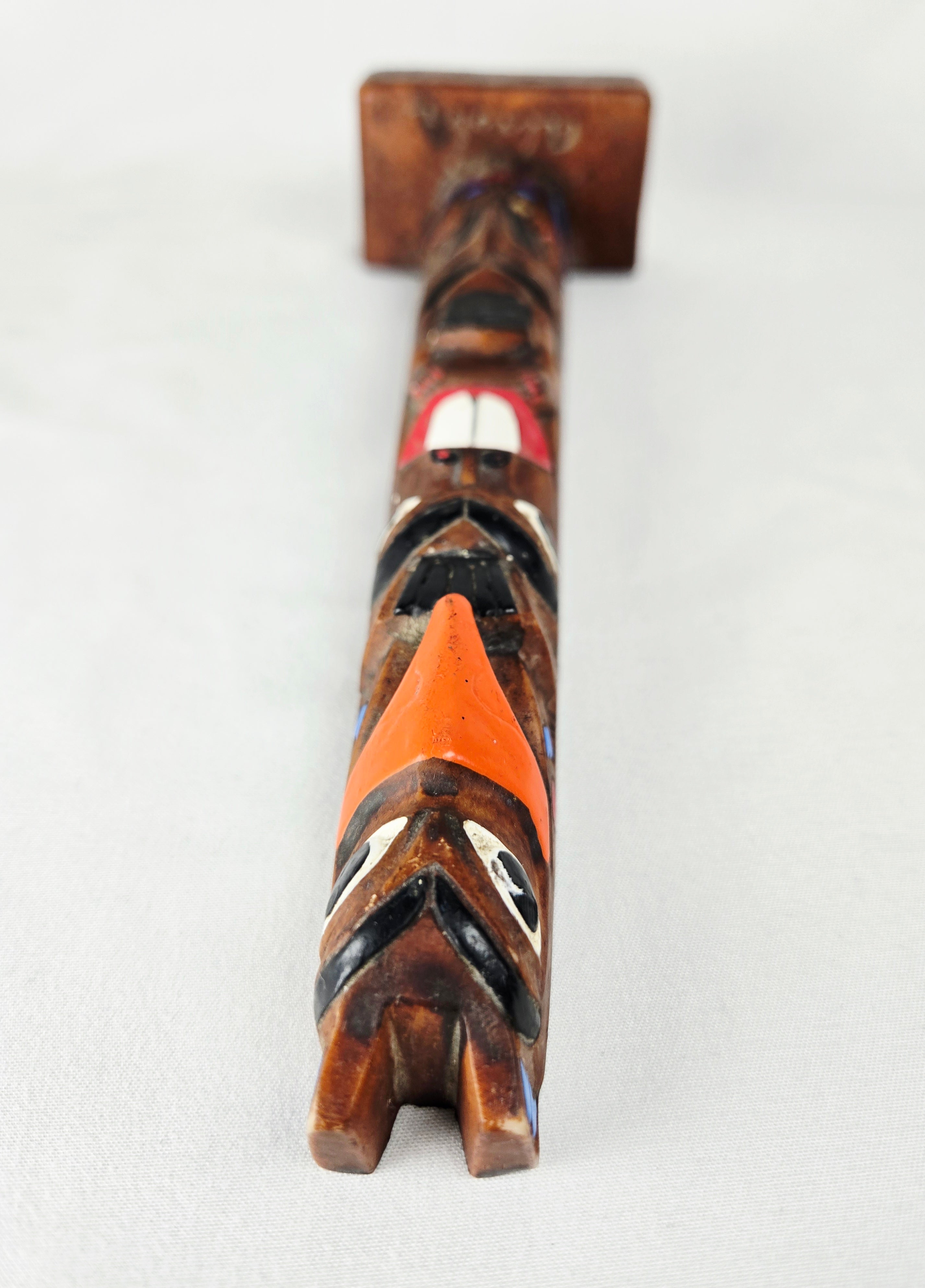 Alaskan Hand-Carved Wooden Totem Sculpture – Authentic Alaska Craft | 9" | Tribal Art