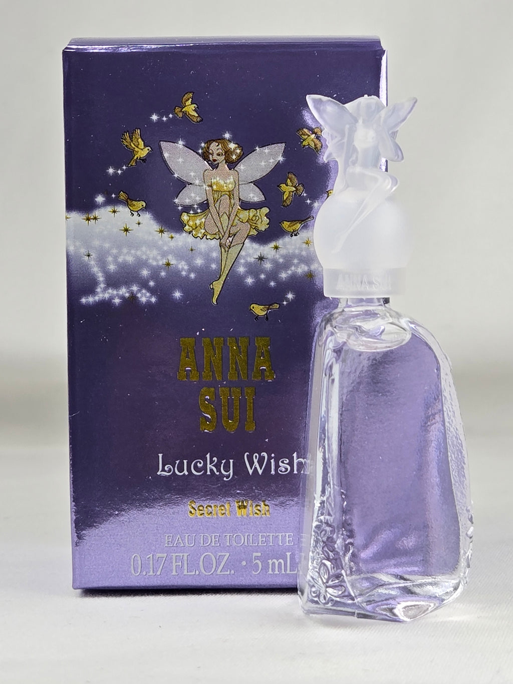 Anna Sui Lucky Wish Secret Wish Eau De Toilette Mini Perfume 0.17 oz 5ml Fairy Bottle