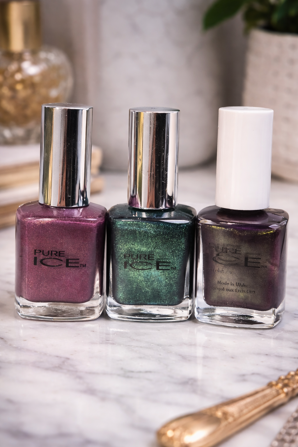 Pure Ice Y2K Nail Polish Trio – Purple Reign • Twisted • Howling Wind Vintage Collector Set