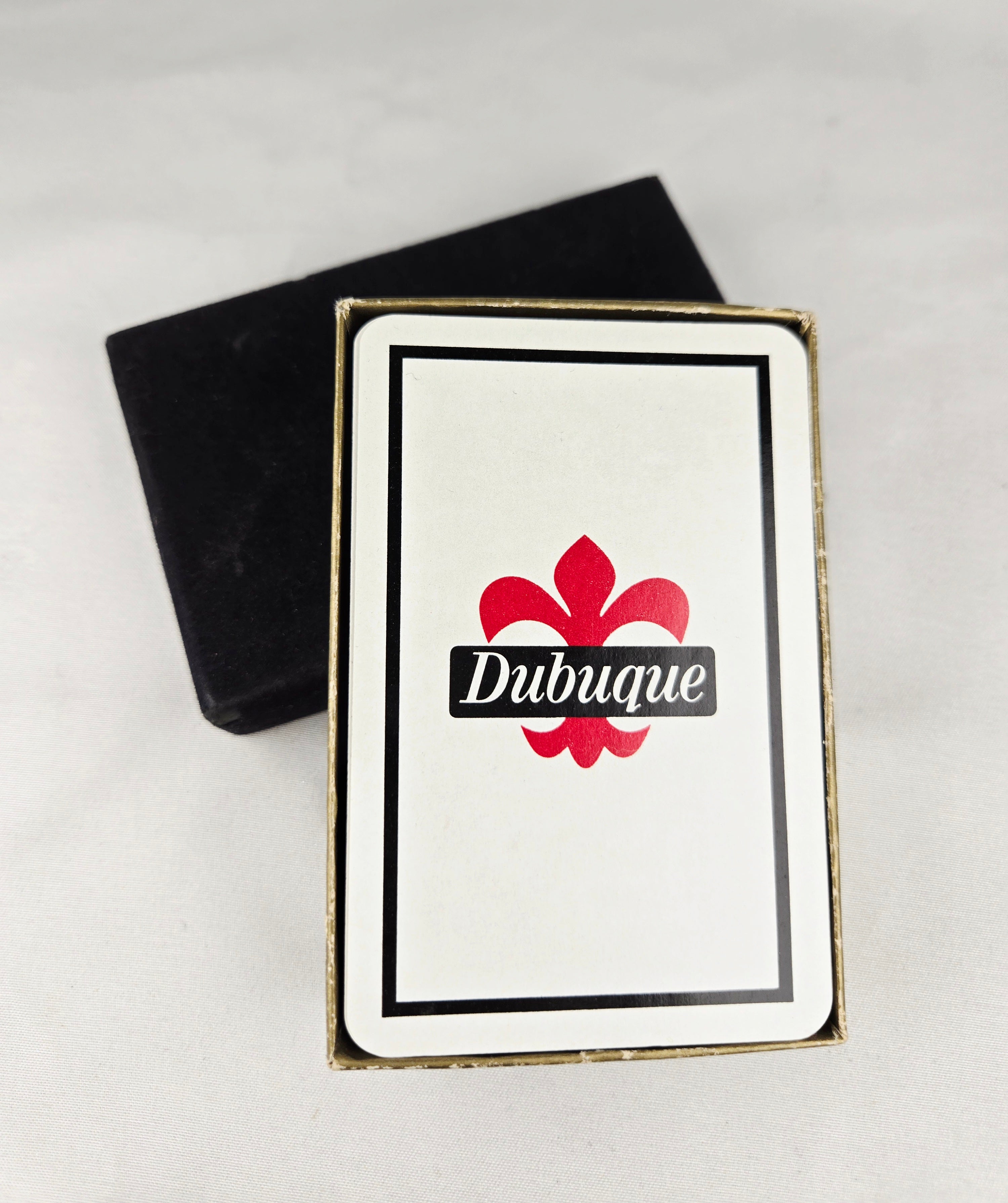 Dubuque Fleur-de-Lis Playing Cards — Vintage Deck in Deep Blue Velvet Case