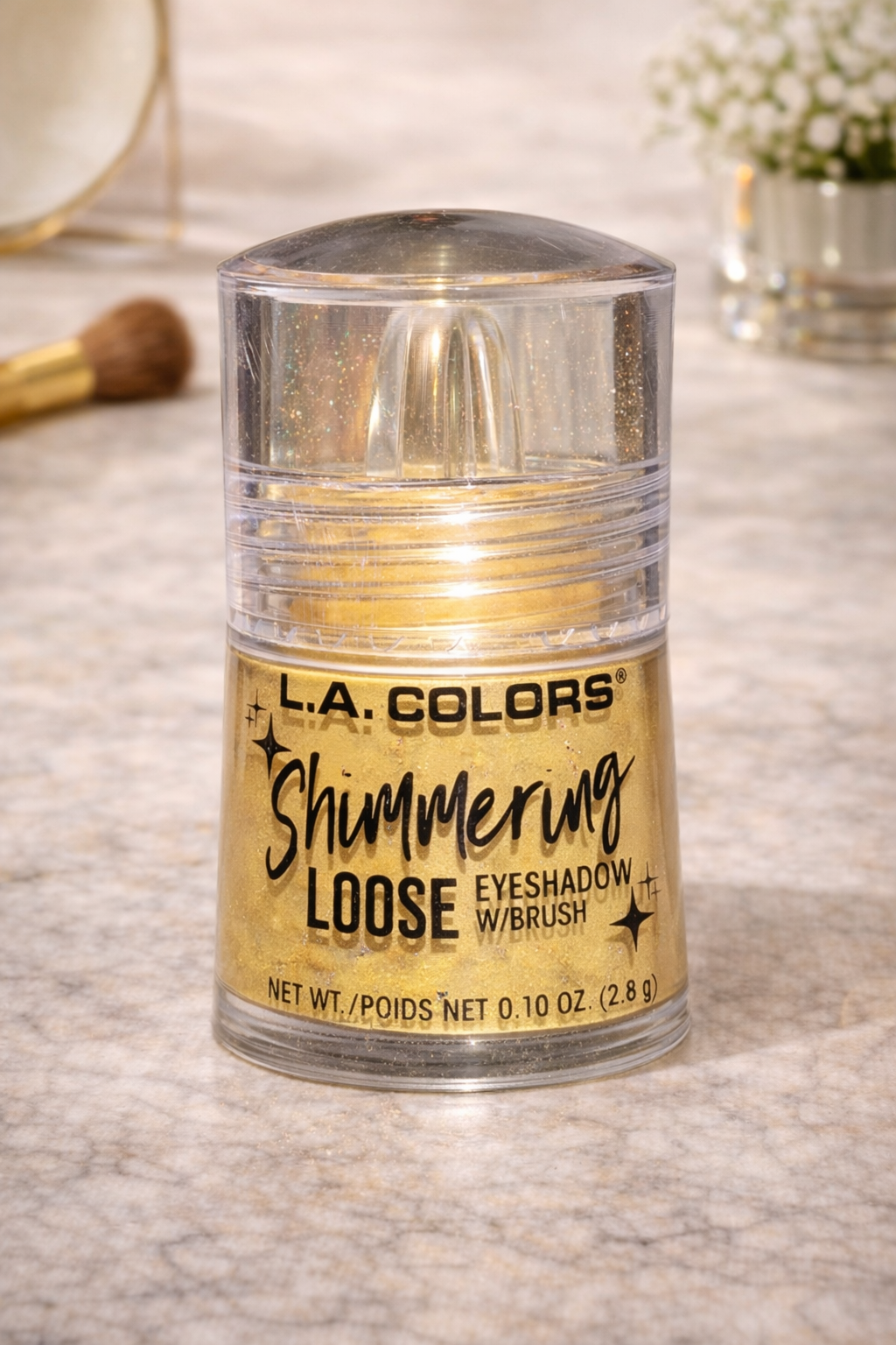 L.A. Colors Shimmering Loose Eyeshadow Sunshine CBES402 Gold Metallic Loose Pigment w/ Brush