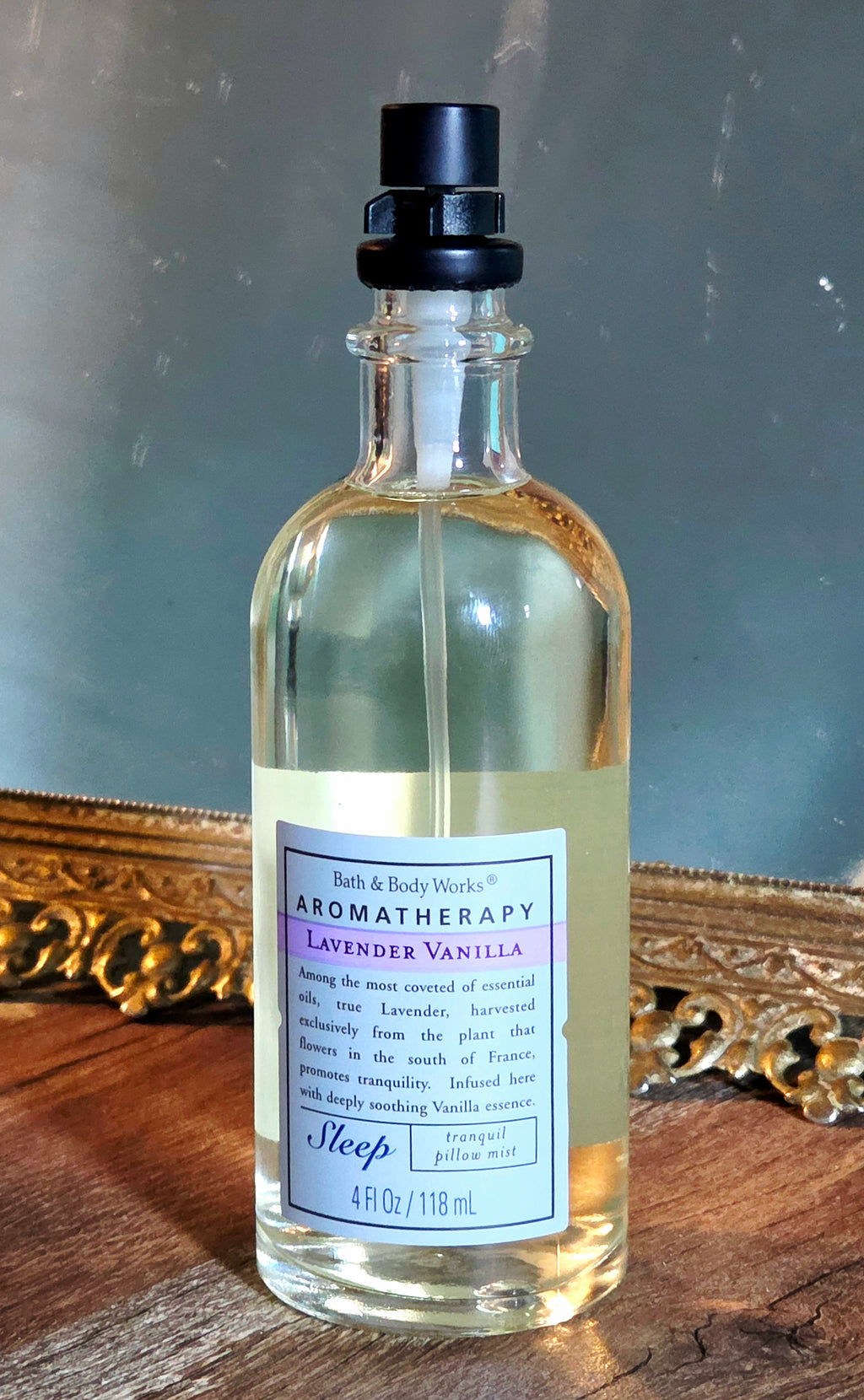 Bath & Body Works Aromatherapy Lavender Vanilla Sleep Tranquil Pillow Mist – 4 oz Retired Glass Bottle