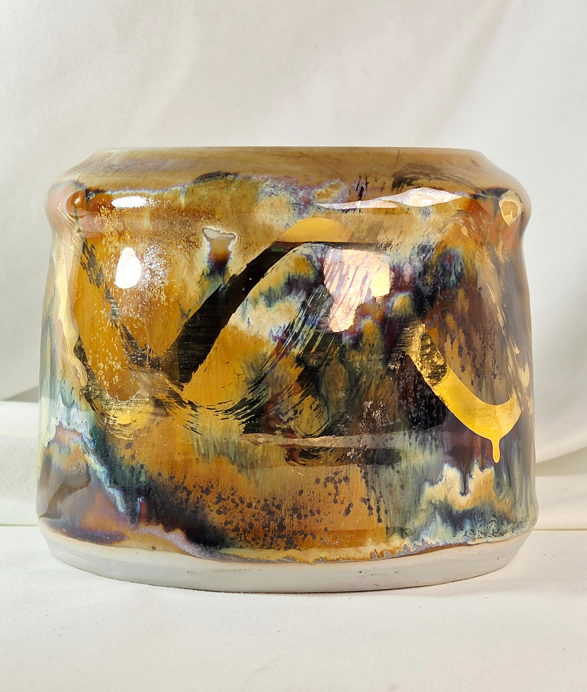 1991 Weintraub Signed Studio Art Pottery Vase – Iridescent Metallic Luster Glaze