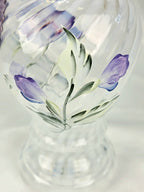 Fenton Hand Blown Hand Painted Lavender Floral Art Glass Pitcher Vase USA Signed Vintage