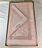 Vintage Liddell’s Irish Floral Damask Pink Egyptian Cotton & Acetate Tablecloth & Napkin Set - Made in Ireland NOS Rare